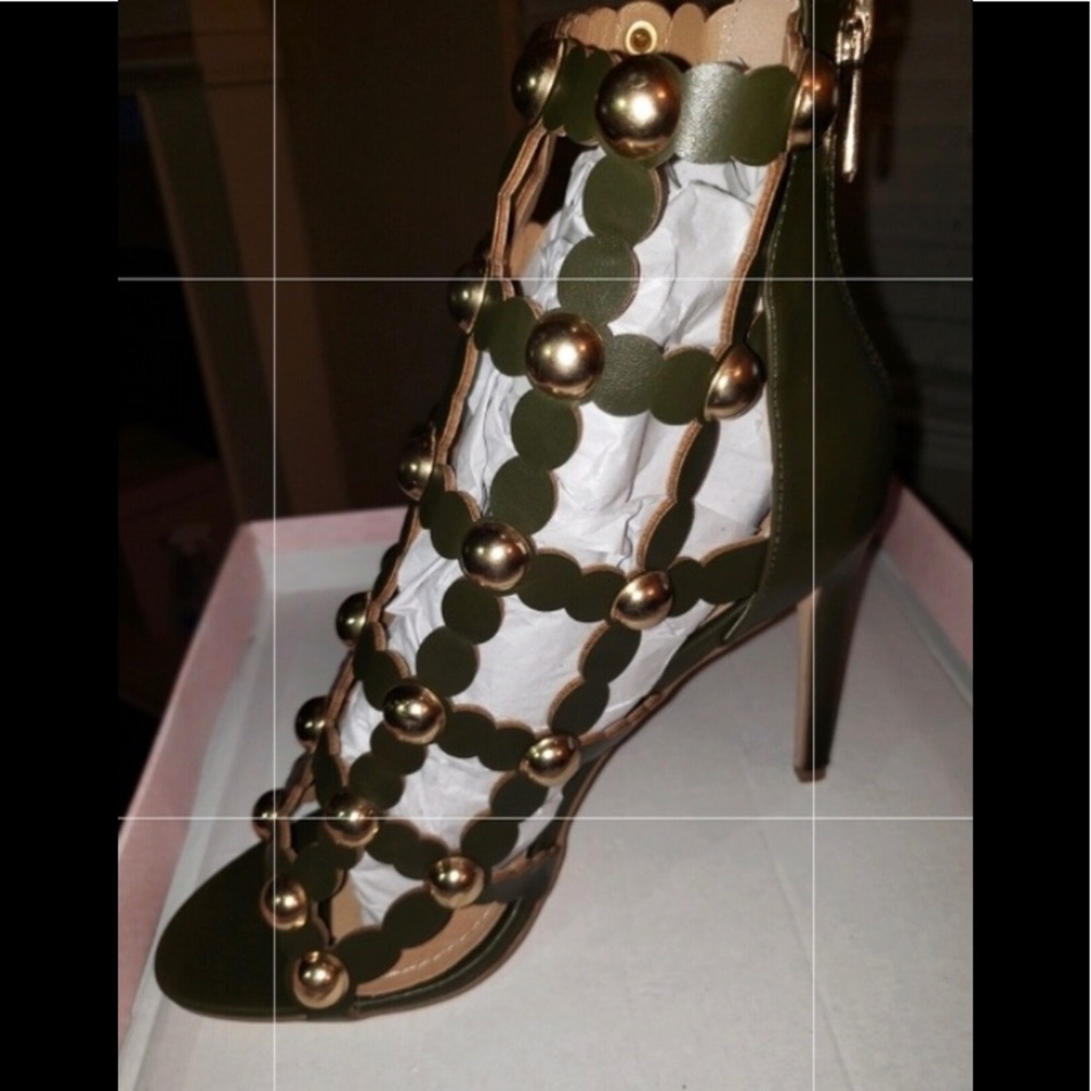 Cape Robbin Gold studded gladiator heels
